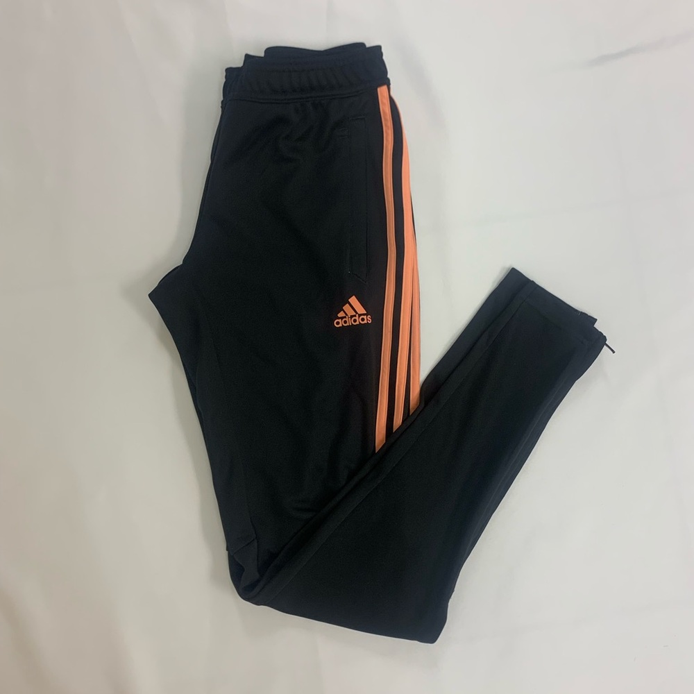 Adidas Black and Orange Track Pants